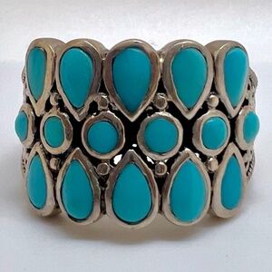 SAMUEL B Sleeping Beauty Turquoise & Sterling Silver Teardrop Bezel-Cut Ring